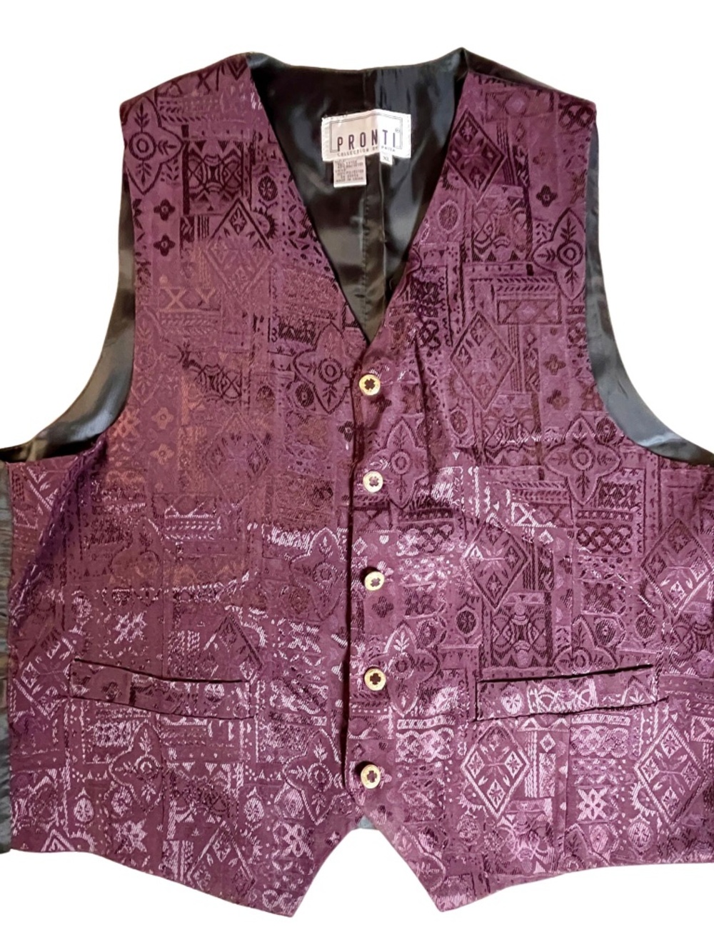 Vintage Men's Burgundy Waistcoast Suit Vest Funky Retro 90s